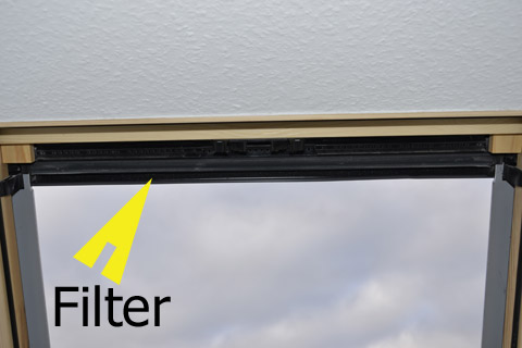 Lage des Filters im Dachfenster